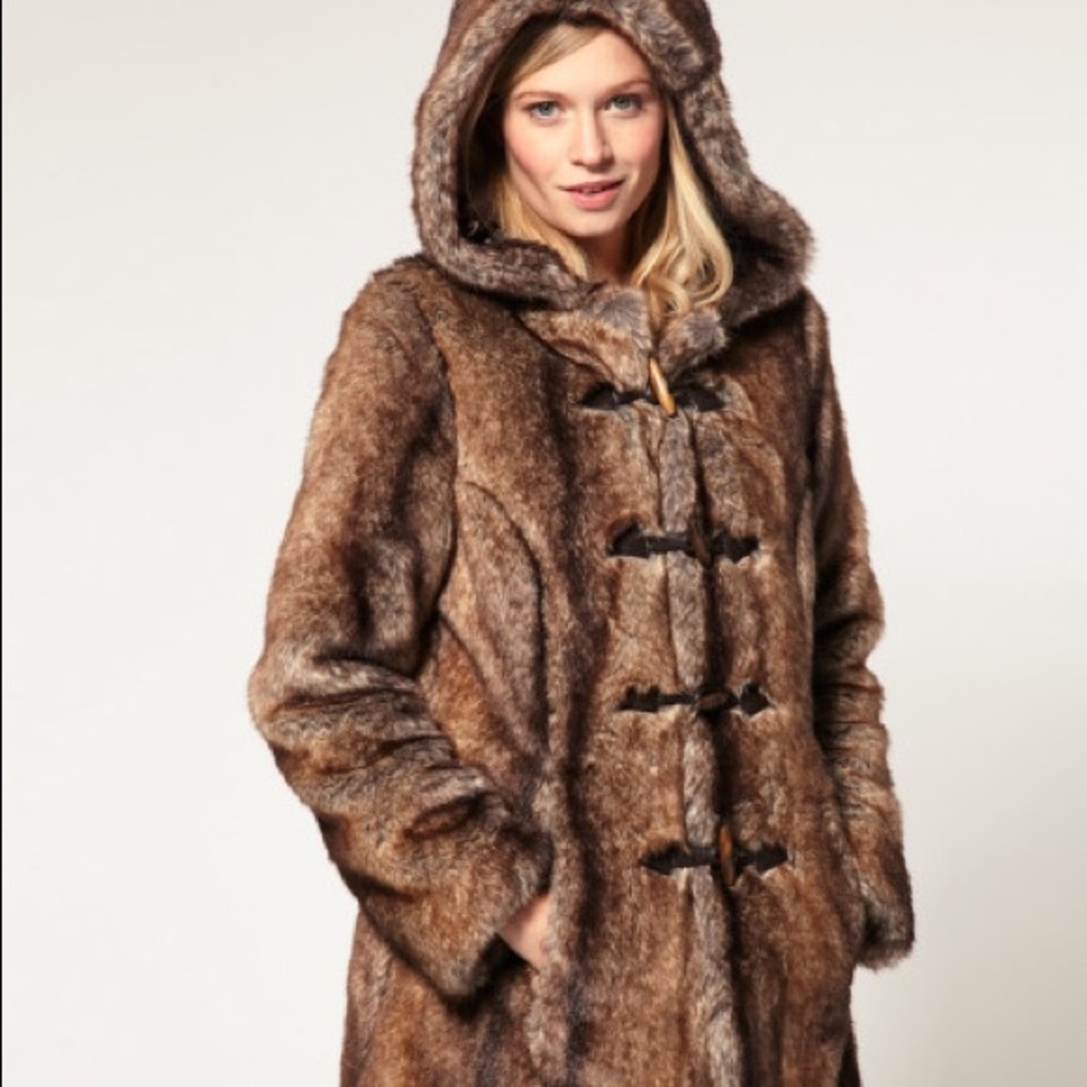 ASOS Faux Fur Toggle Coat w/Hood